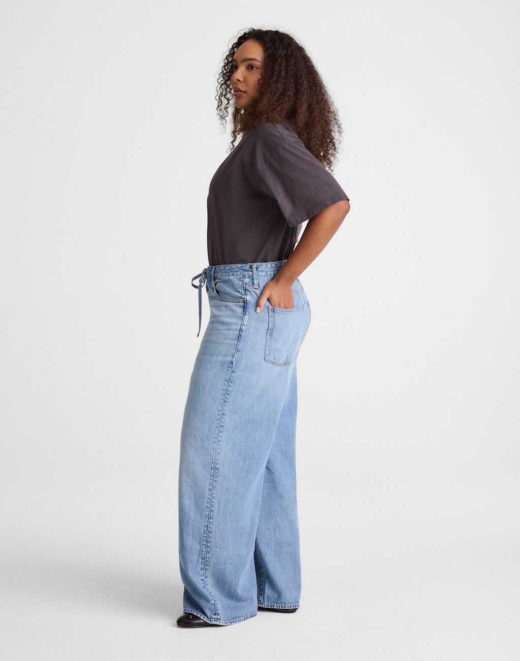 Madewell The Curvy Ultimate Wide-Leg Jean in Airy Denim 61% Cotton 39% TENCEL Lyocell