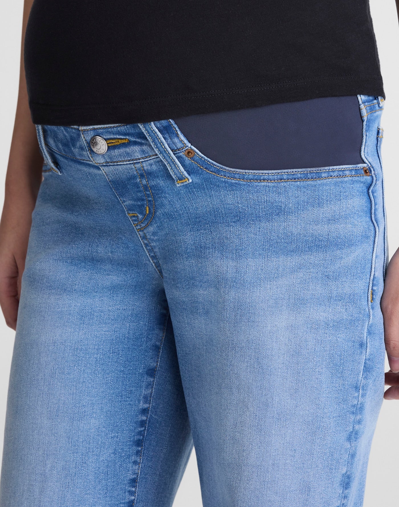 Madewell The Maternity Wide-Leg Jean in Super Stretch Denim Coastal Blue Wash 91% Cotton 6% Recycled Polyester 3% Elastane