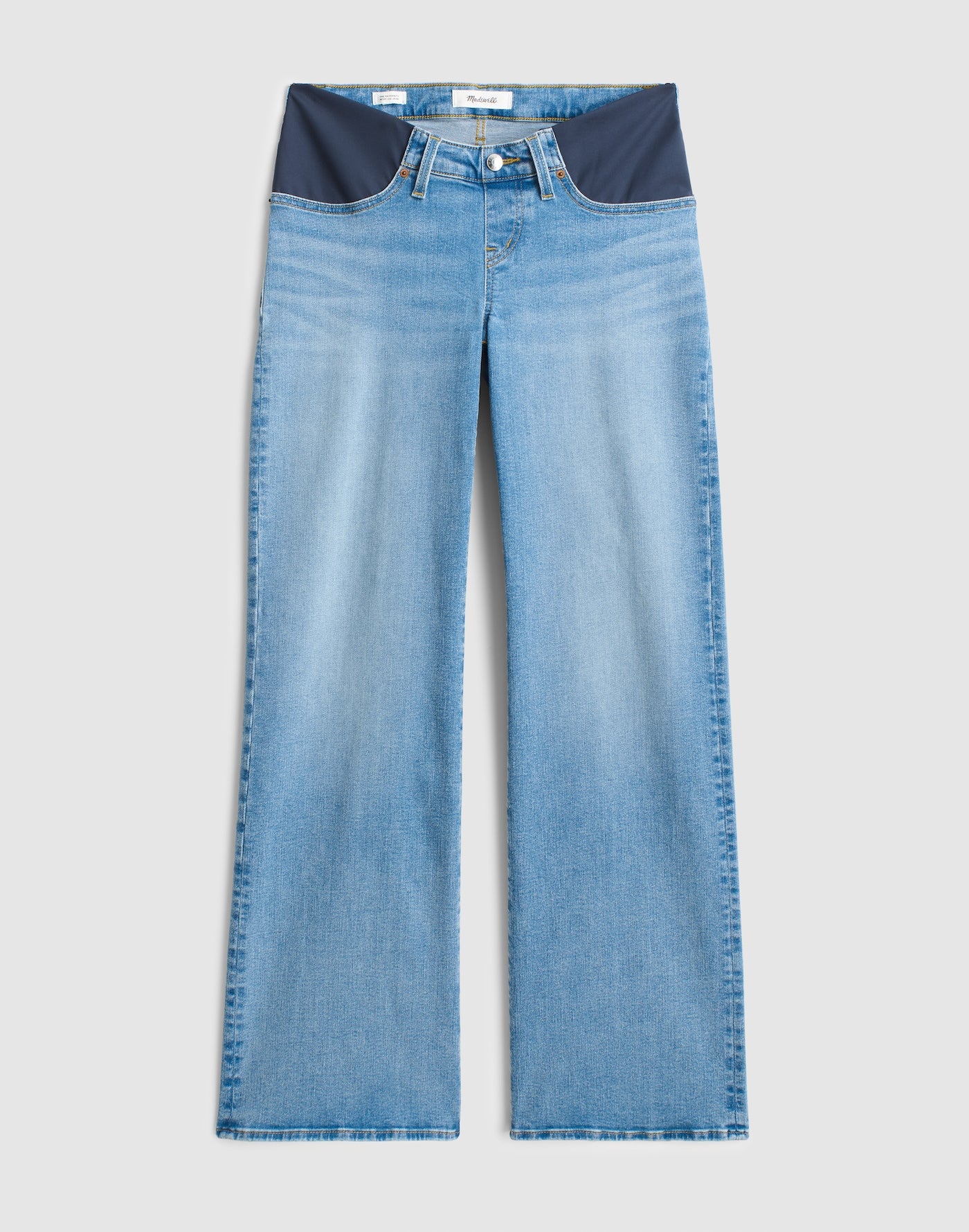 Madewell The Maternity Wide-Leg Jean in Super Stretch Denim Coastal Blue Wash 91% Cotton 6% Recycled Polyester 3% Elastane