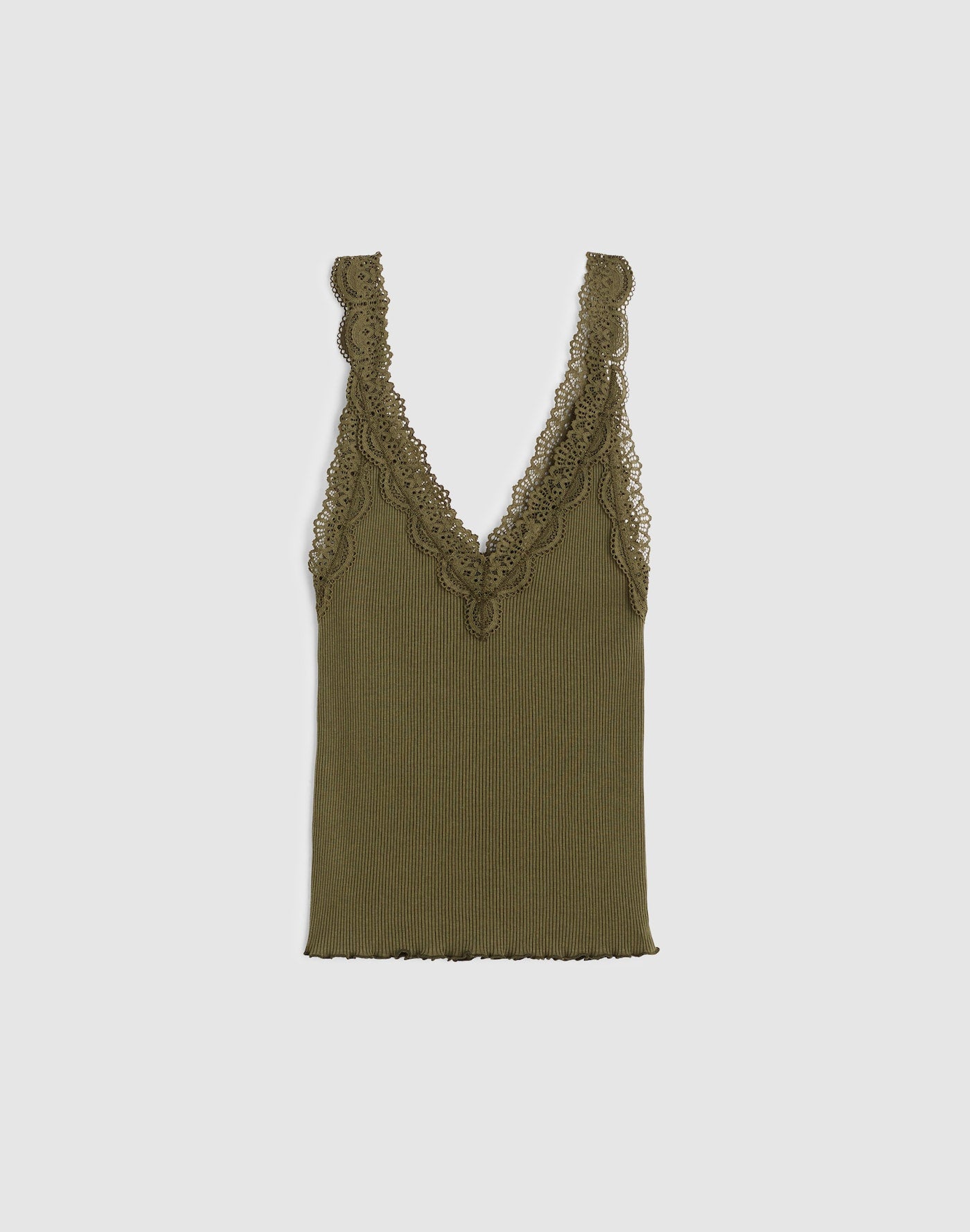 Madewell Lace-Trim Ribbed V-Neck Tank 56% Cotton 38% Modal 6% Elastane