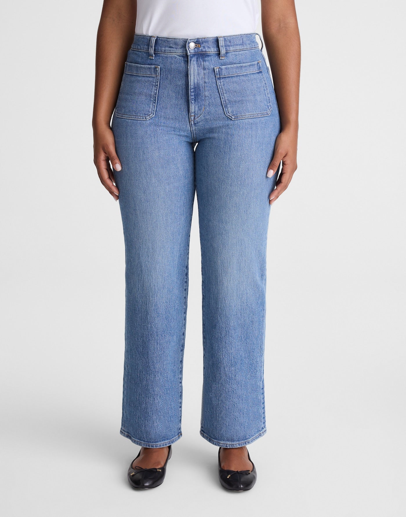 Madewell The Curvy Emmett Wide-Leg Jean in Driftwater Wash 99% Cotton 1% Elastane