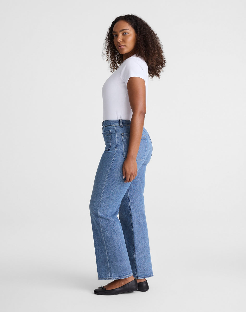 Madewell The Curvy Emmett Wide-Leg Jean in Driftwater Wash 99% Cotton 1% Elastane
