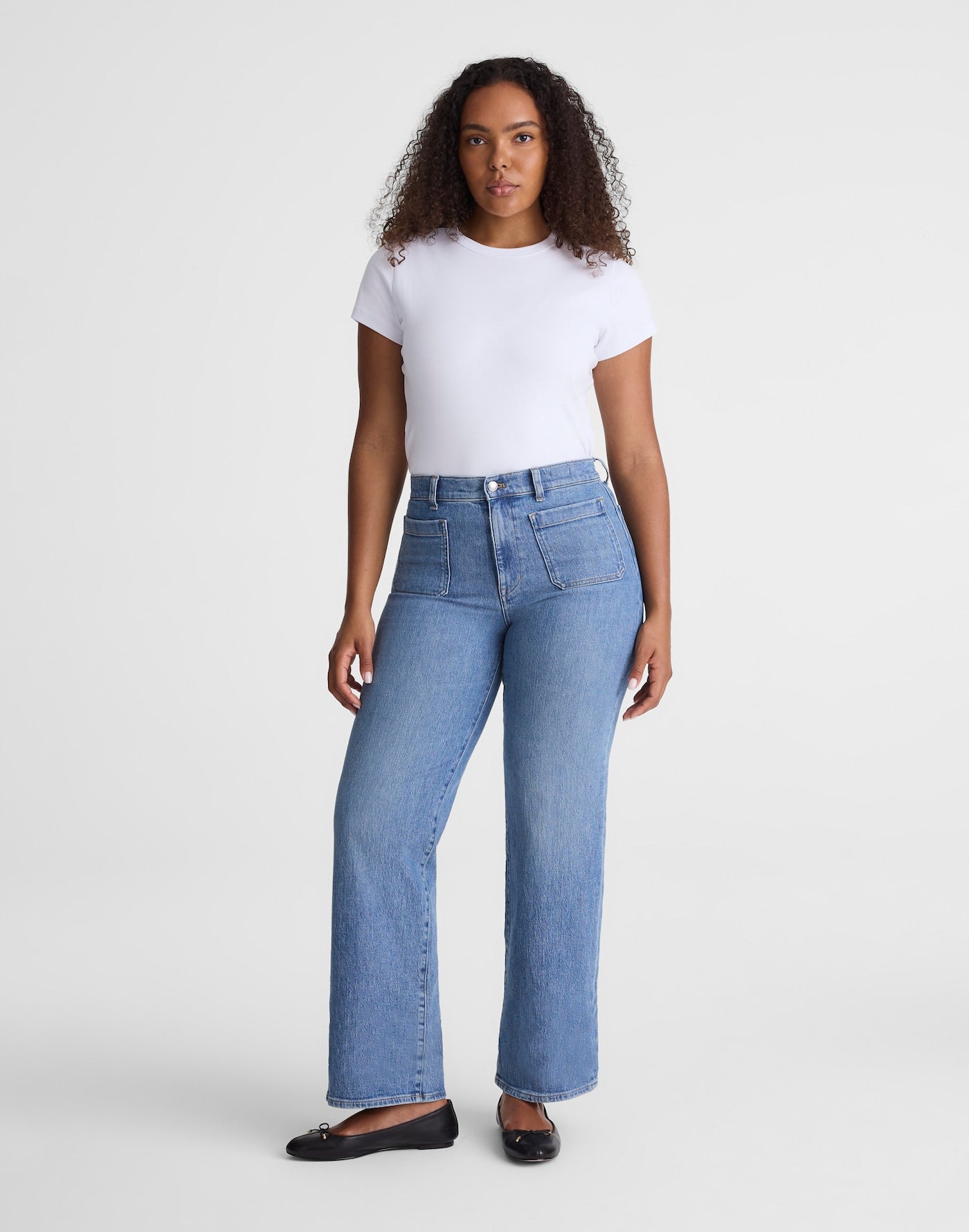 Madewell The Curvy Emmett Wide-Leg Jean in Driftwater Wash 99% Cotton 1% Elastane