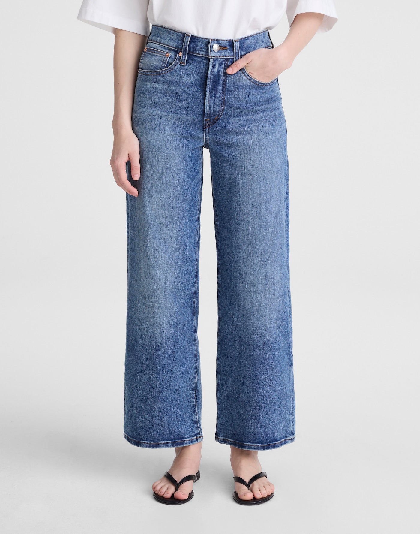 Madewell The Wide-Leg Crop Jean in Super Stretch Denim 85% Cotton 13% Recycled Polyester 2% Elastane