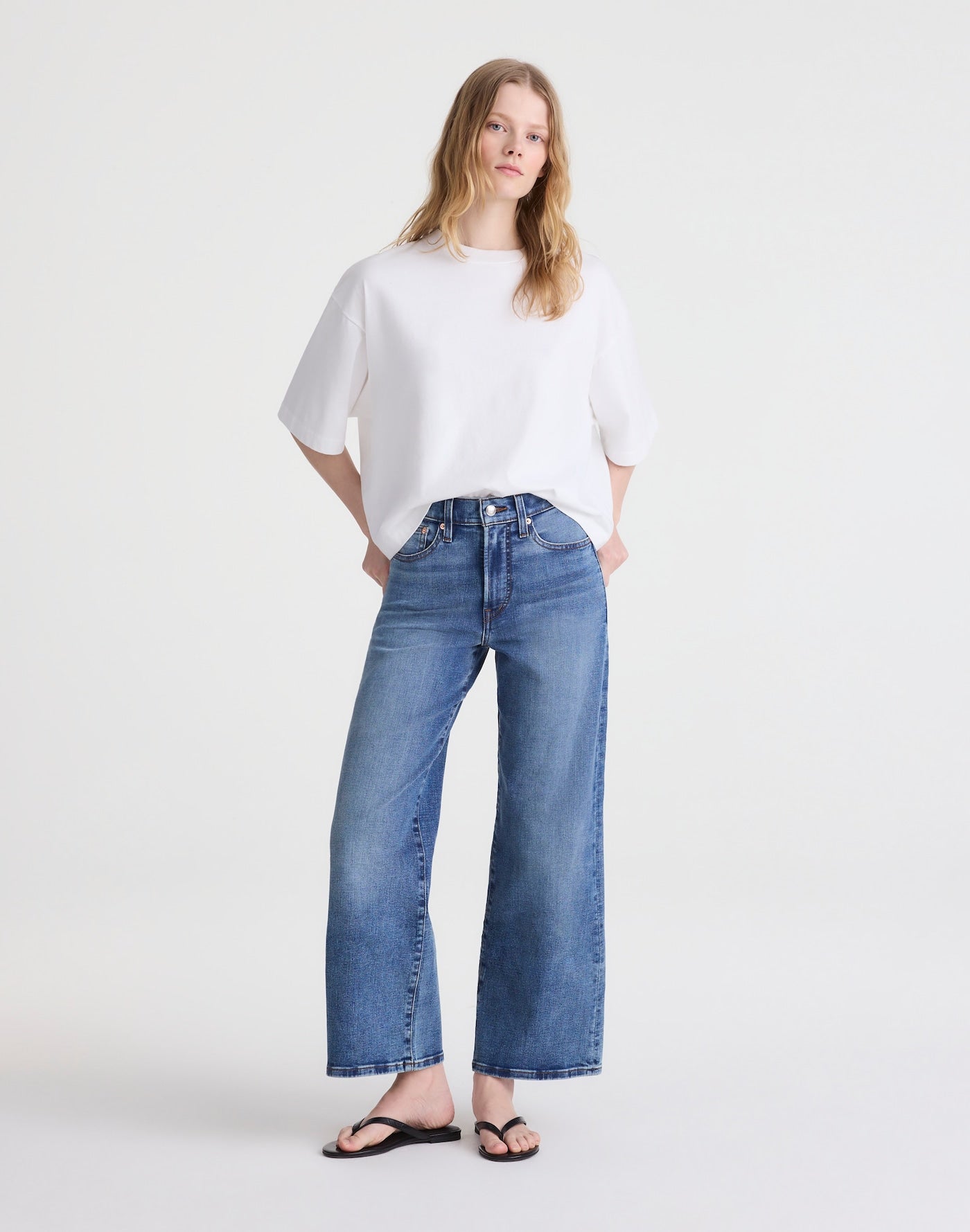 Madewell The Wide-Leg Crop Jean in Super Stretch Denim 85% Cotton 13% Recycled Polyester 2% Elastane