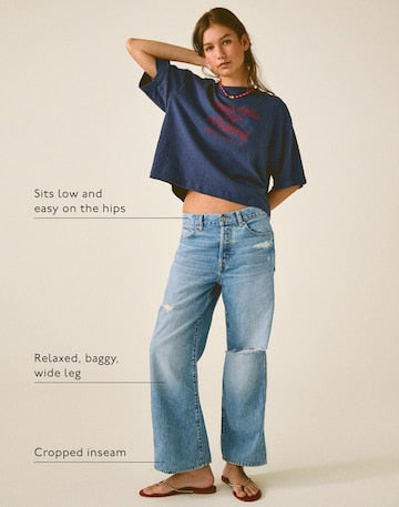 Madewell Low-Slung Baggy Crop Jean in Larson Wash 85% Cotton 15% TENCEL Lyocell