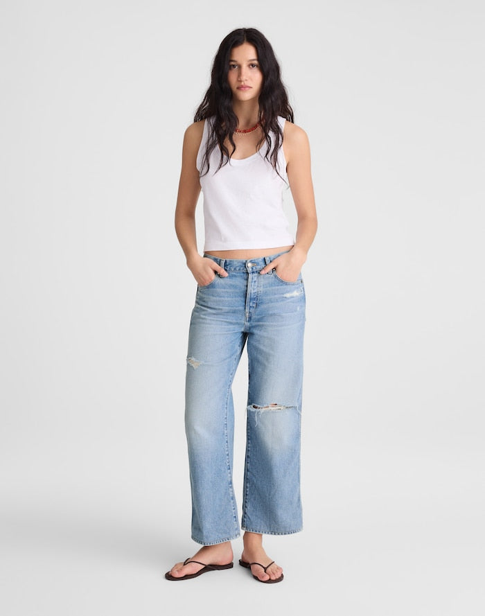 Madewell Low-Slung Baggy Crop Jean in Larson Wash 85% Cotton 15% TENCEL Lyocell