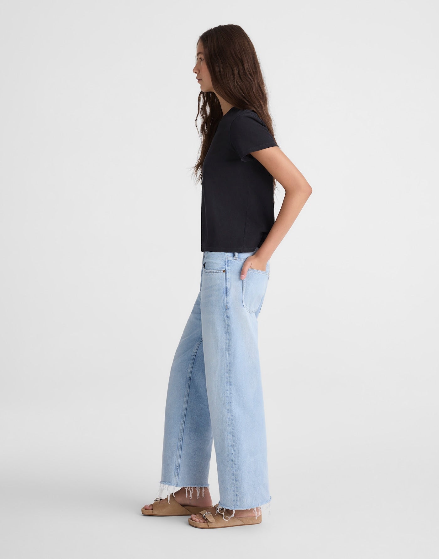 Madewell Low-Slung Baggy Crop Jean in Foster Wash 100% Regenagri Cotton