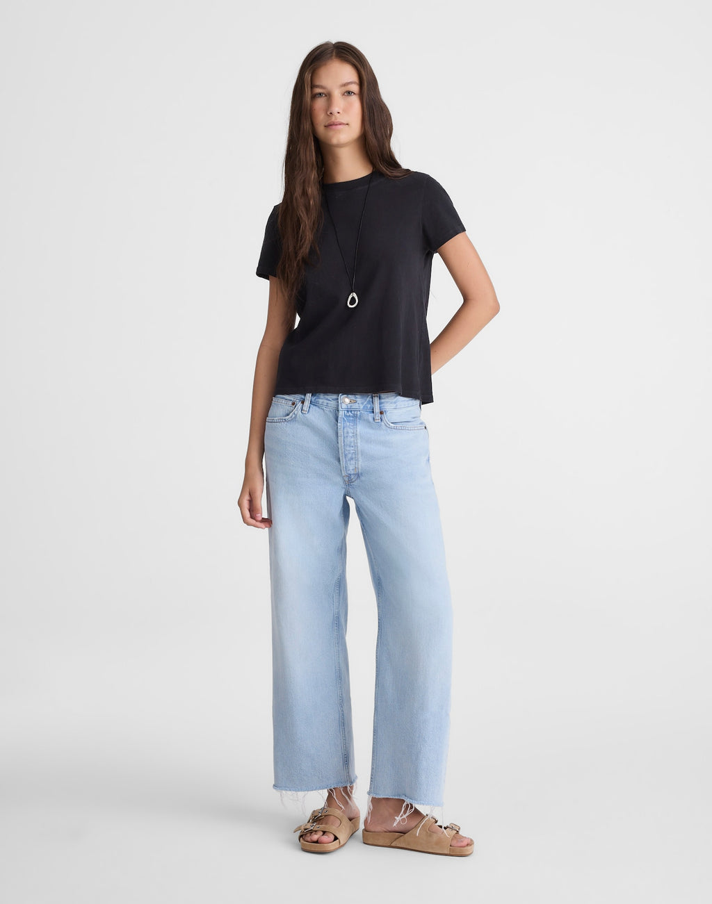 Madewell Low-Slung Baggy Crop Jean in Foster Wash 100% Regenagri Cotton