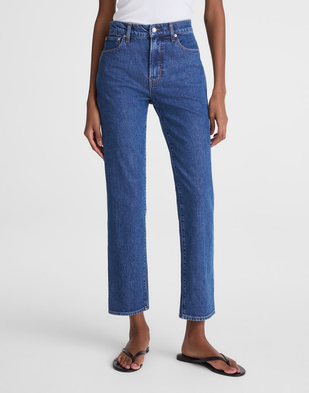 Madewell The Longline Straight Crop Jean in Foster Wash 99% Cotton 1% Elastane
