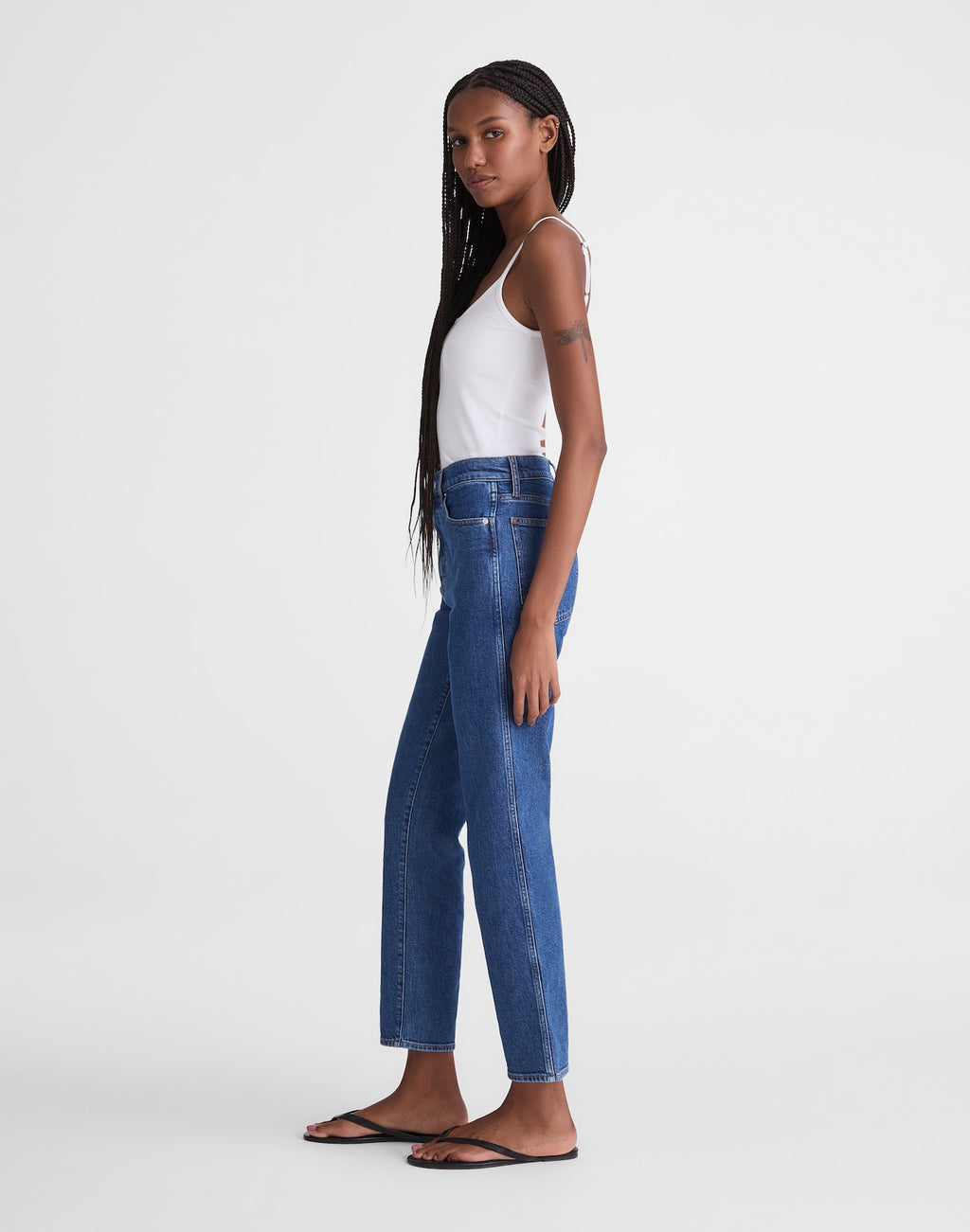 Madewell The Longline Straight Crop Jean in Foster Wash 99% Cotton 1% Elastane