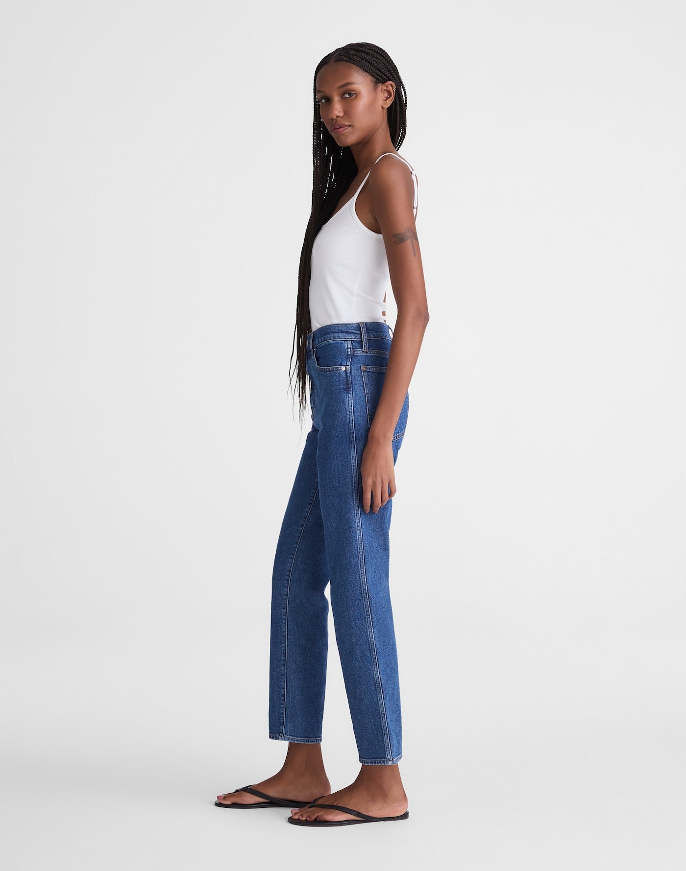 Madewell The Longline Straight Crop Jean in Foster Wash 99% Cotton 1% Elastane