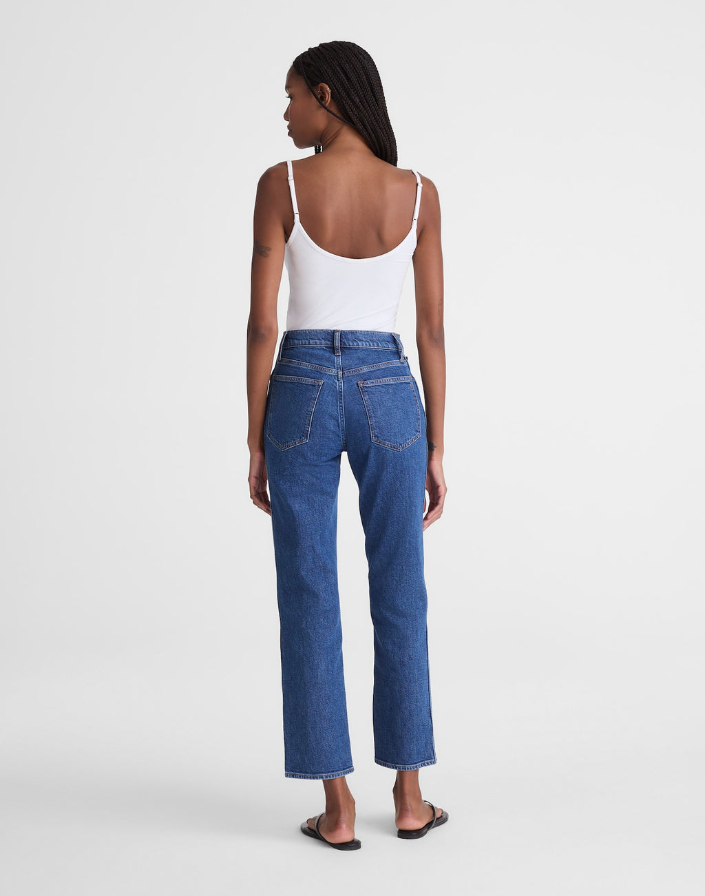 Madewell The Longline Straight Crop Jean in Foster Wash 99% Cotton 1% Elastane
