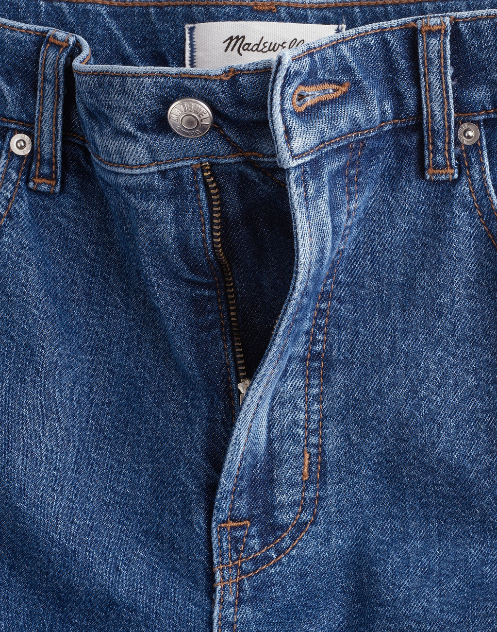 Madewell The Longline Straight Crop Jean in Foster Wash 99% Cotton 1% Elastane