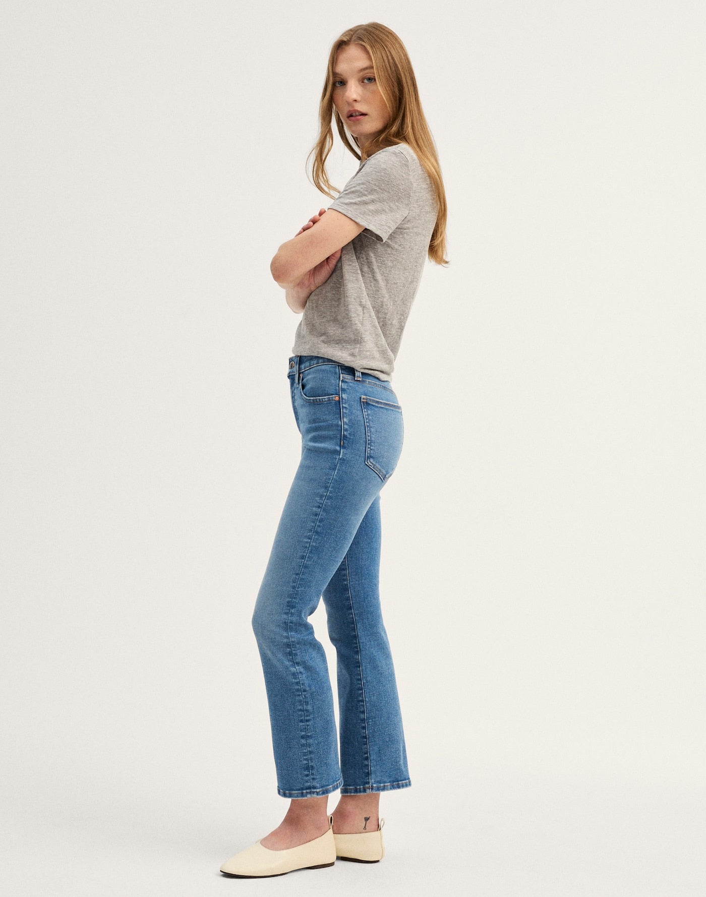 Madewell The Flare Crop Jean in Super Stretch Denim 85% Cotton 13% Recycled Polyester 2% Elastane
