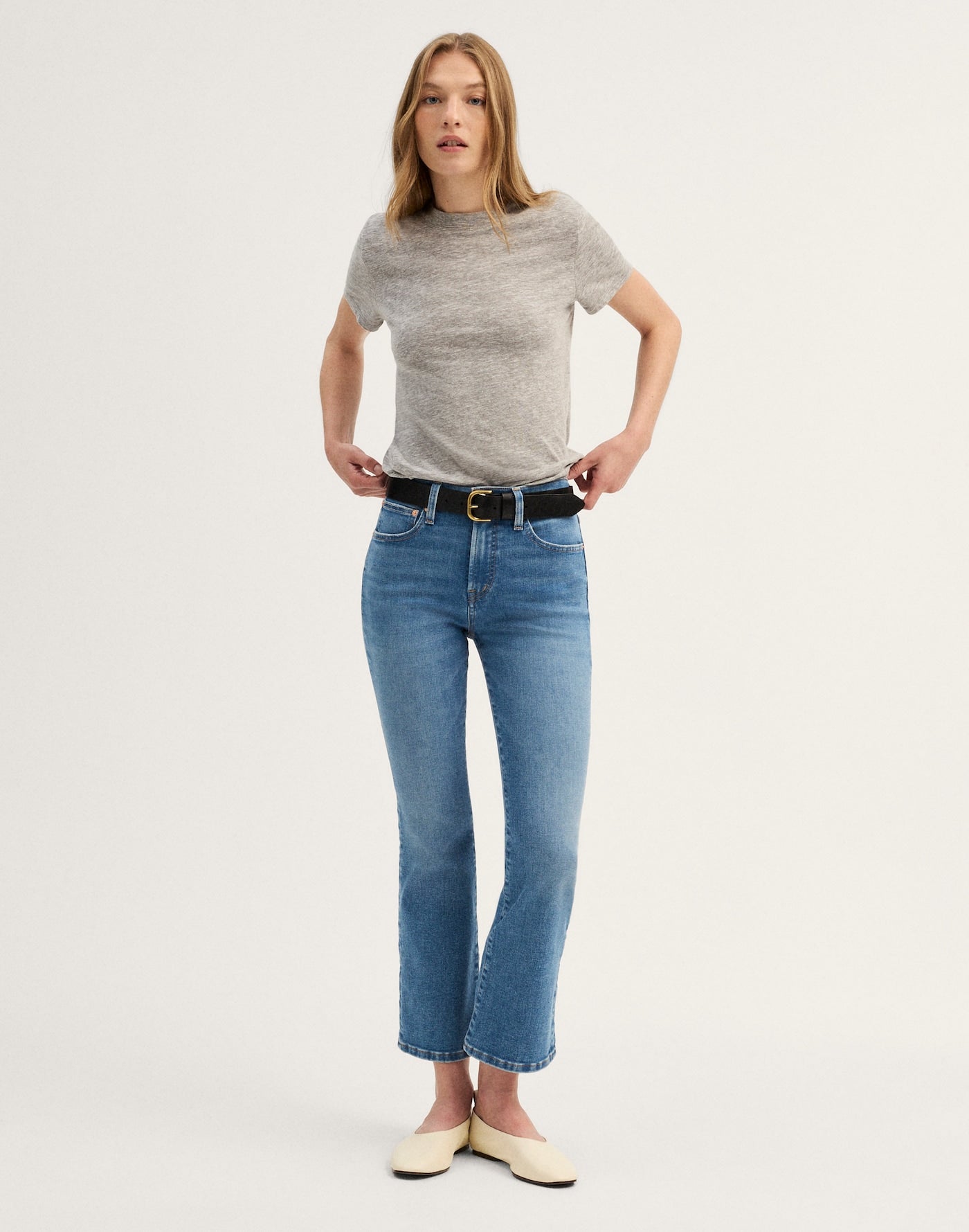 Madewell The Flare Crop Jean in Super Stretch Denim 85% Cotton 13% Recycled Polyester 2% Elastane