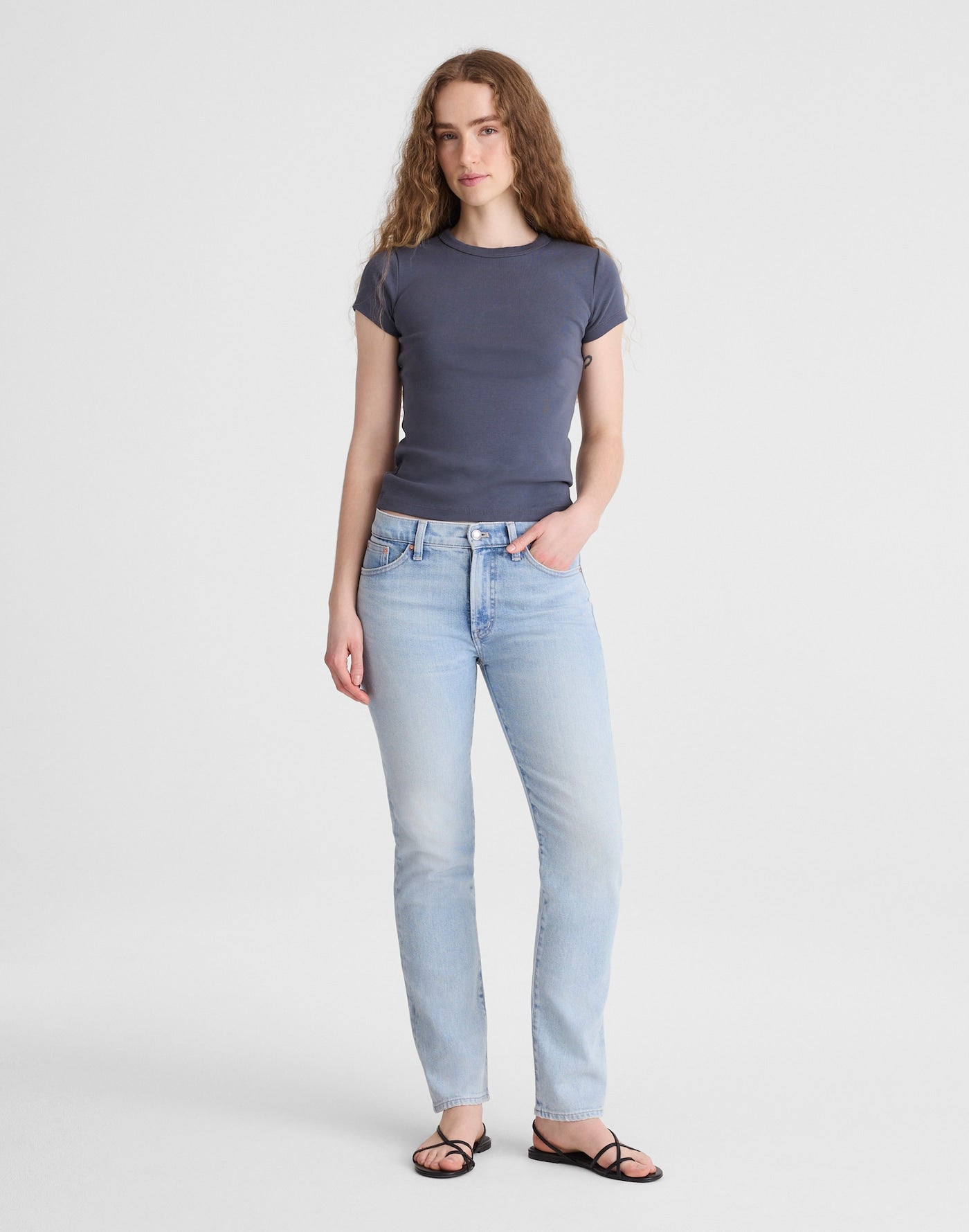 Madewell The Jules Slim-Straight Jean in Foster Wash 96% Regenagri Cotton 3% EME 1% Elastane
