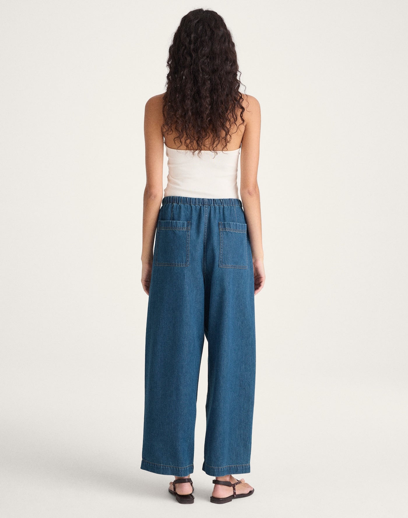 Madewell Pull-On Barrel-Leg Utility Pants in Airy Denim 65% Cotton 35% TENCEL Lyocell