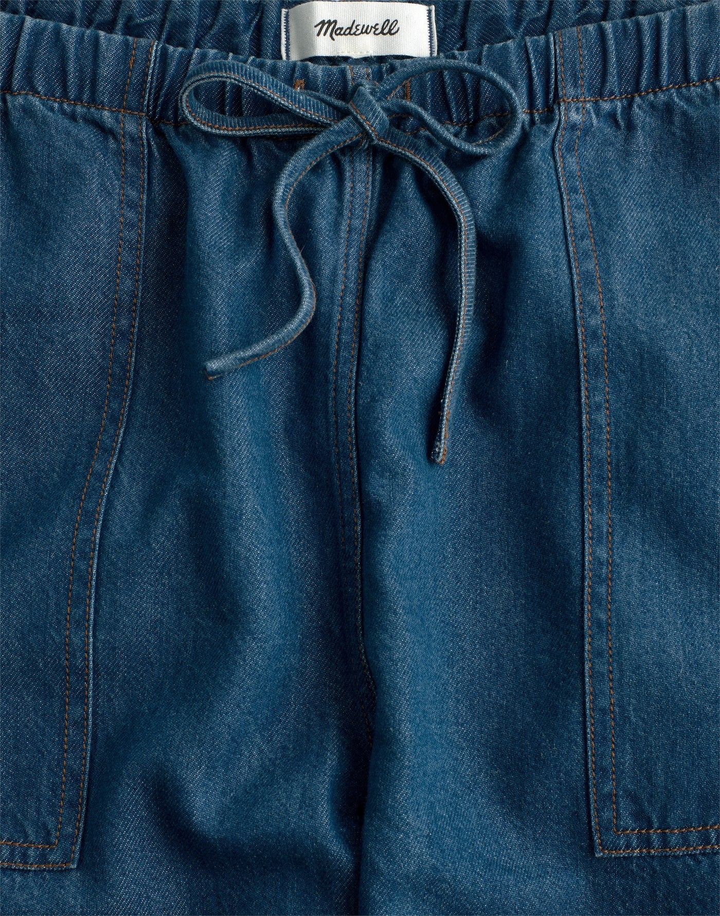 Madewell Pull-On Barrel-Leg Utility Pants in Airy Denim 65% Cotton 35% TENCEL Lyocell
