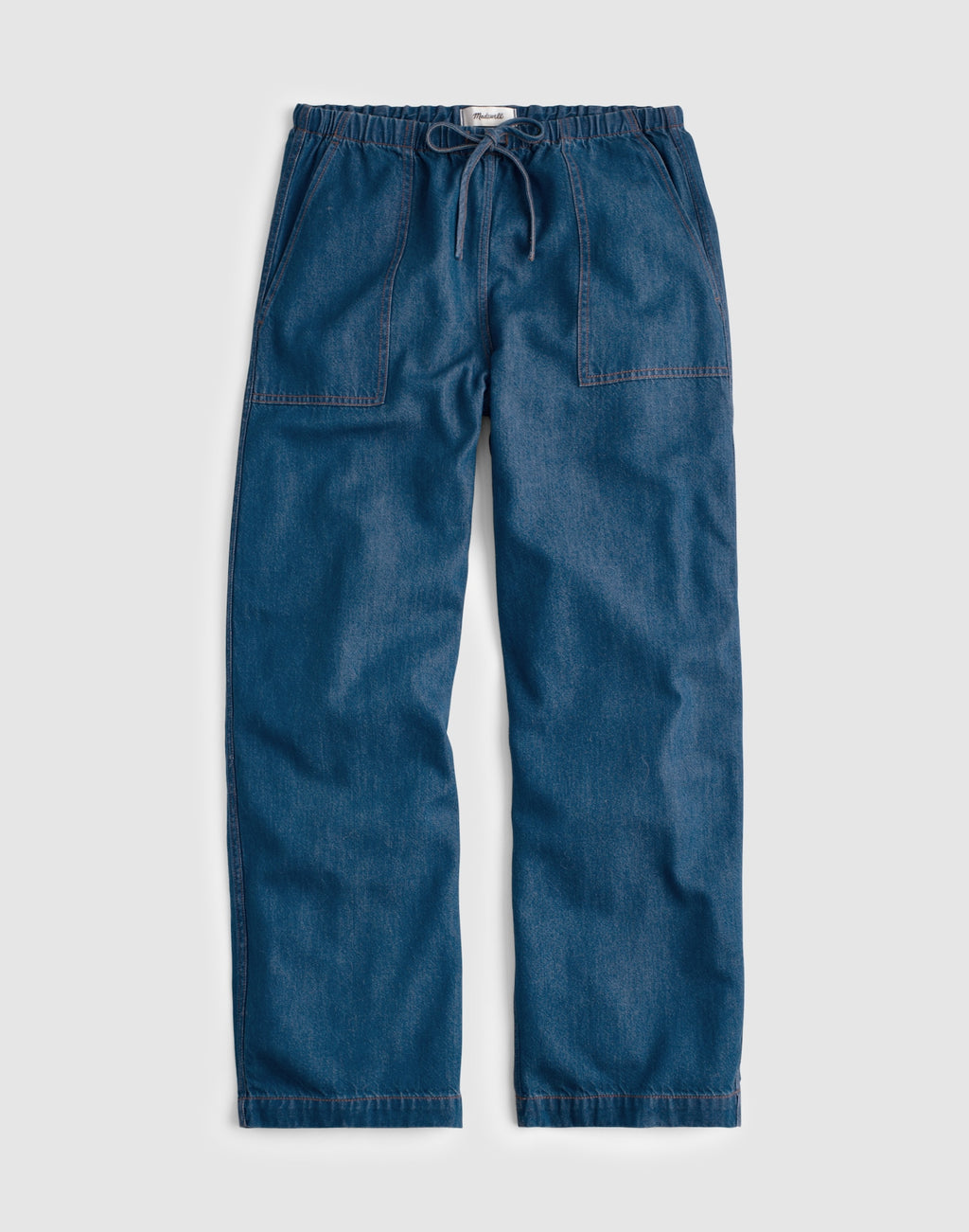 Madewell Pull-On Barrel-Leg Utility Pants in Airy Denim 65% Cotton 35% TENCEL Lyocell
