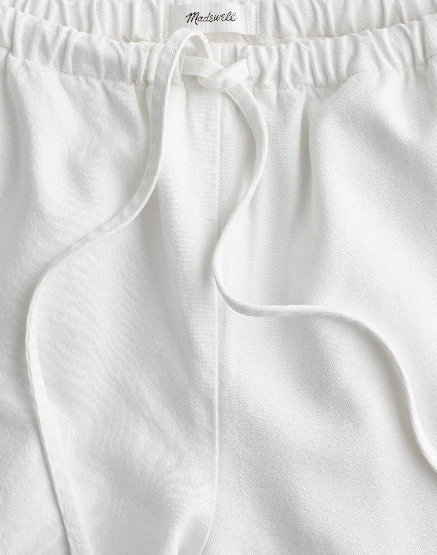 Madewell Embroidered Denim Pull-On Pants in Tile White 58% Cotton 42% TENCEL Lyocell