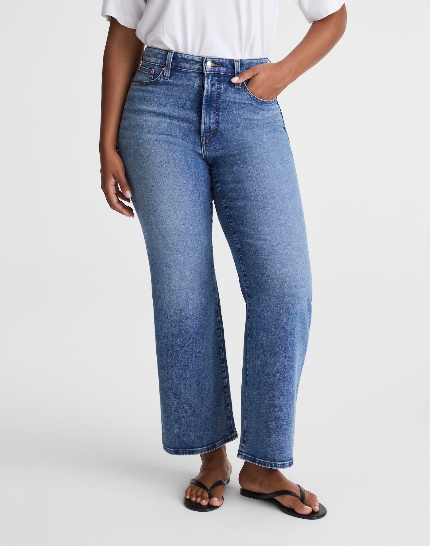 Madewell The Curvy Wide-Leg Crop Jean in Super Stretch Denim 93% Cotton 5% Polyester 2% Elastane