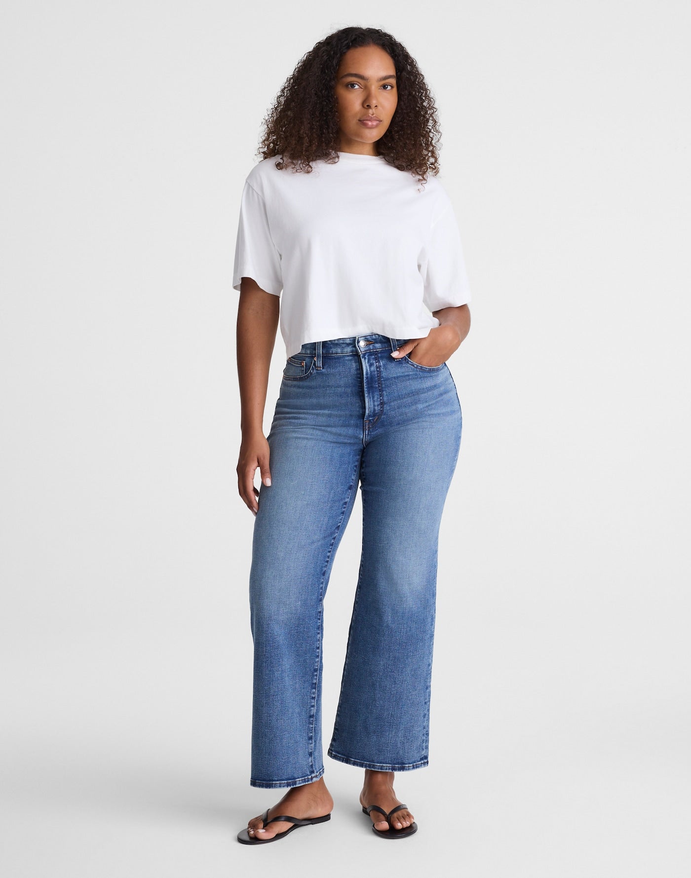 Madewell The Curvy Wide-Leg Crop Jean in Super Stretch Denim 93% Cotton 5% Polyester 2% Elastane