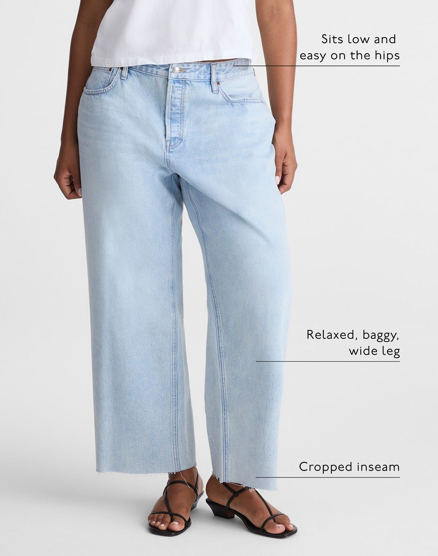 Madewell Curvy Low-Slung Baggy Crop Jeans in Foster Wash 100% Cotton
