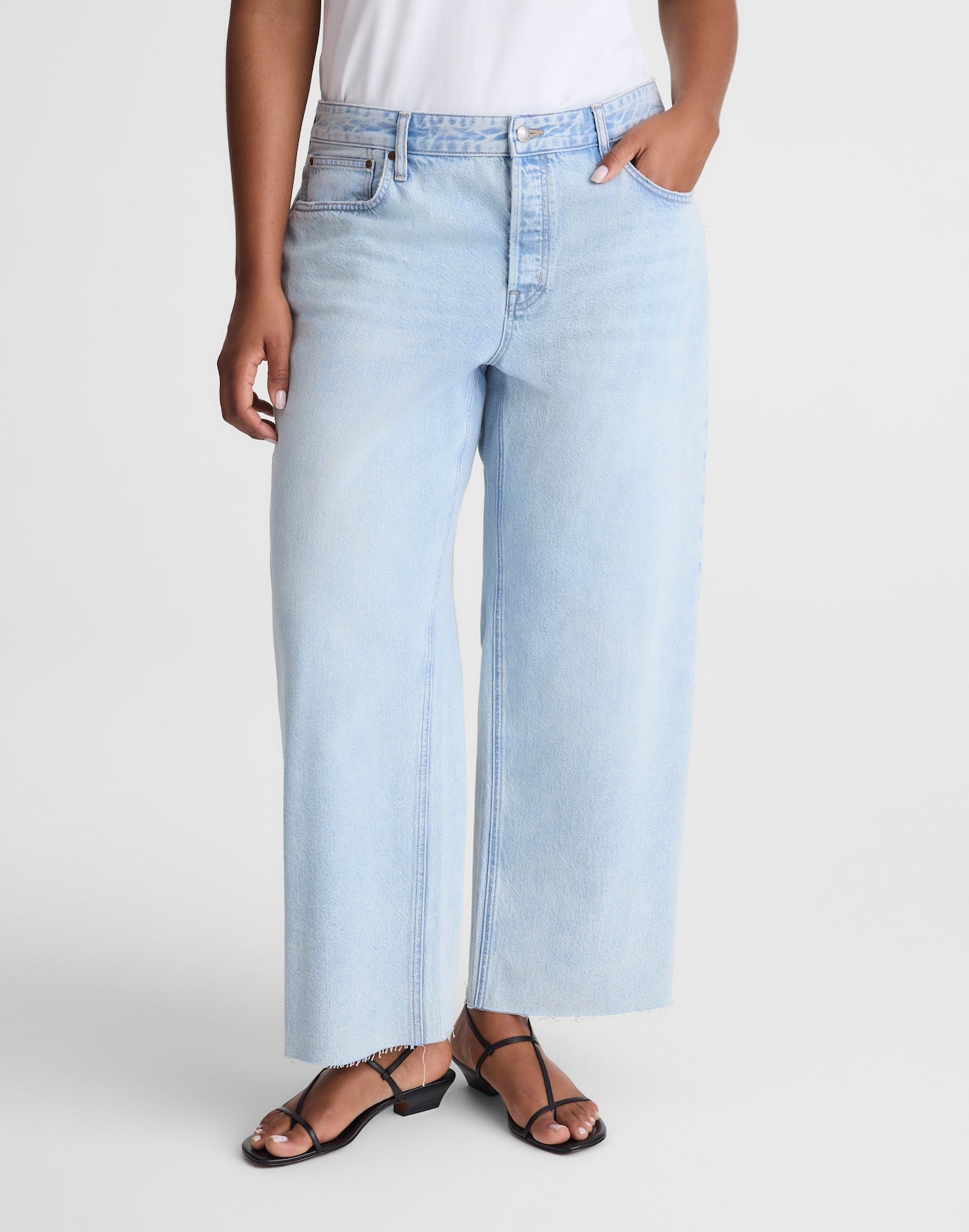 Madewell Curvy Low-Slung Baggy Crop Jeans in Foster Wash 100% Cotton