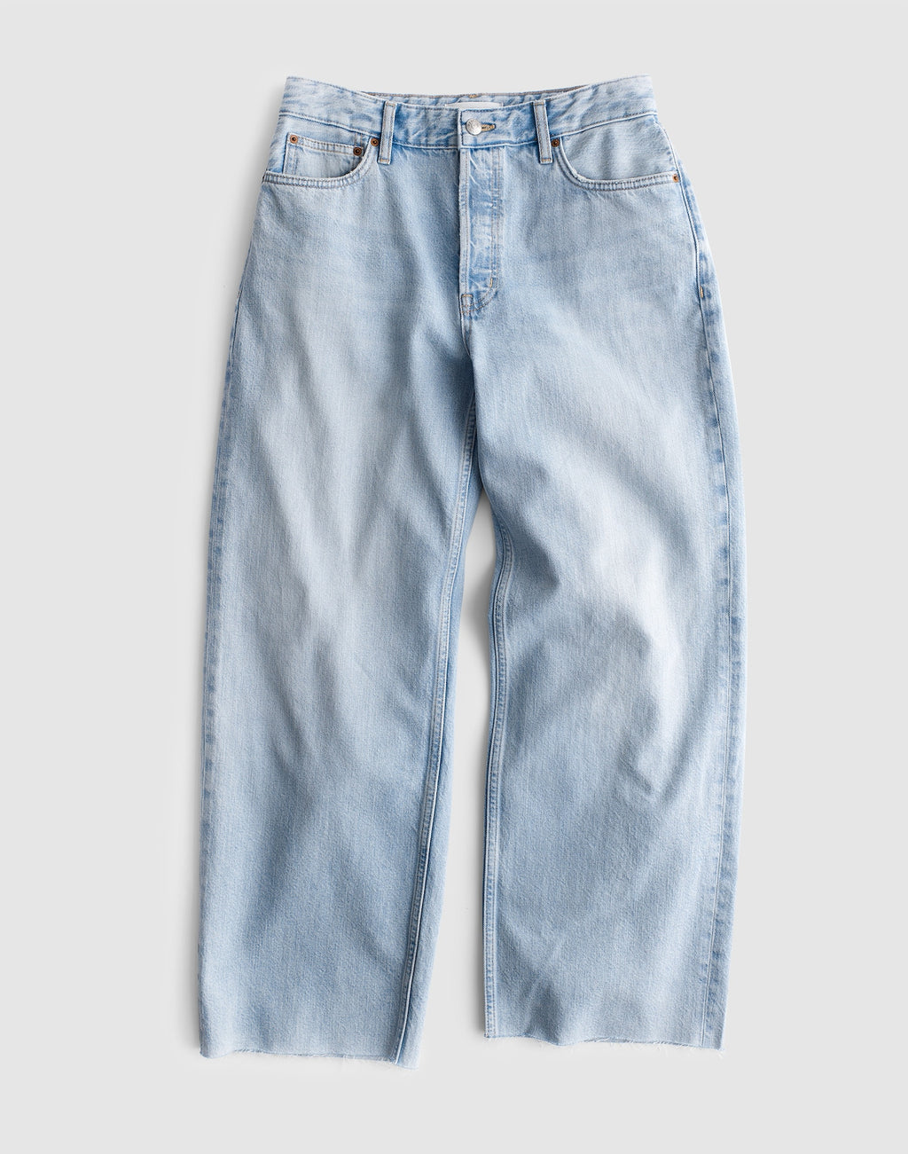 Madewell Curvy Low-Slung Baggy Crop Jeans in Foster Wash 100% Cotton