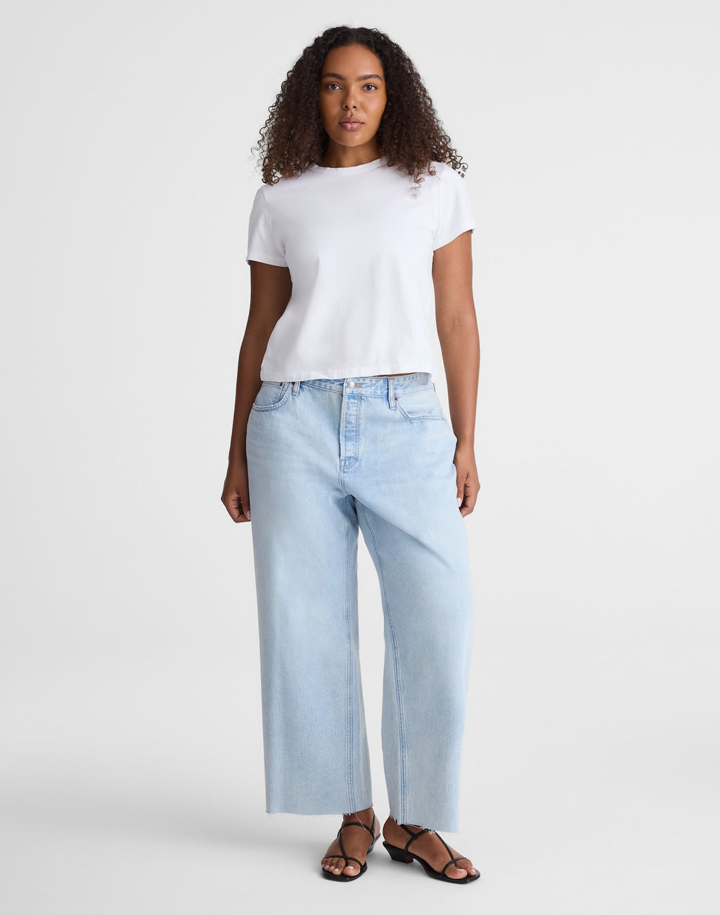 Madewell Curvy Low-Slung Baggy Crop Jeans in Foster Wash 100% Cotton