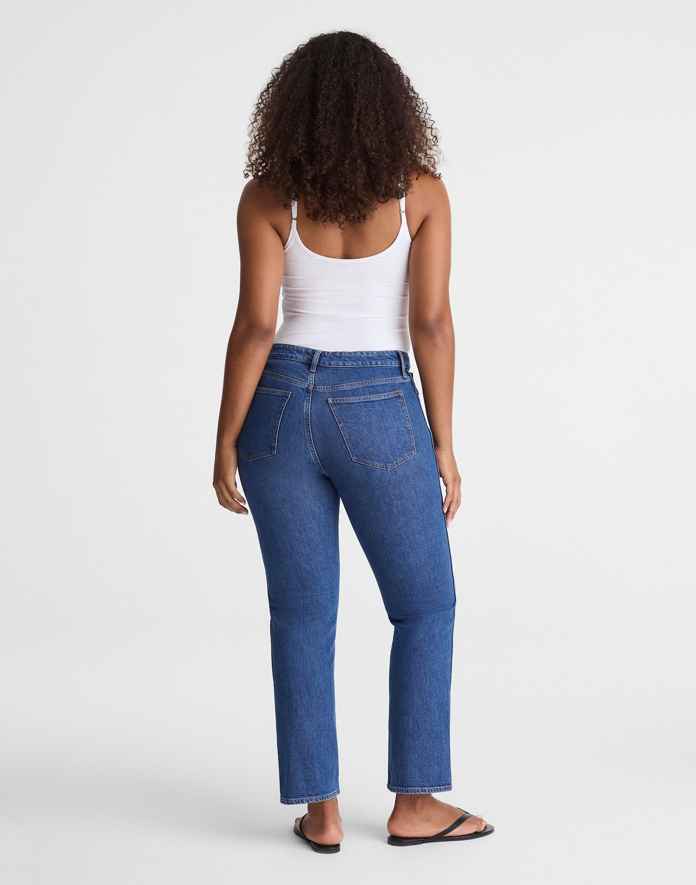 Madewell The Curvy Longline Straight Crop Jean in Marina Blue Wash 99% Cotton 1% Elastane