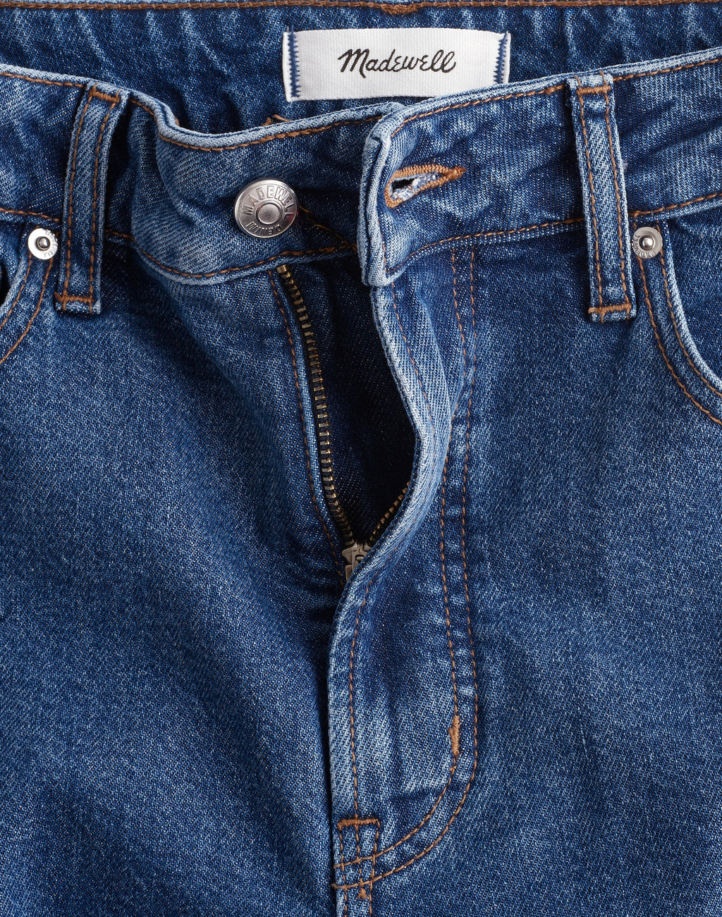 Madewell The Curvy Longline Straight Crop Jean in Marina Blue Wash 99% Cotton 1% Elastane