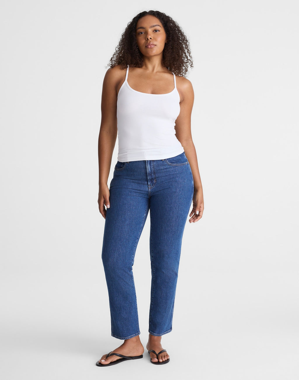 Madewell The Curvy Longline Straight Crop Jean in Marina Blue Wash 99% Cotton 1% Elastane