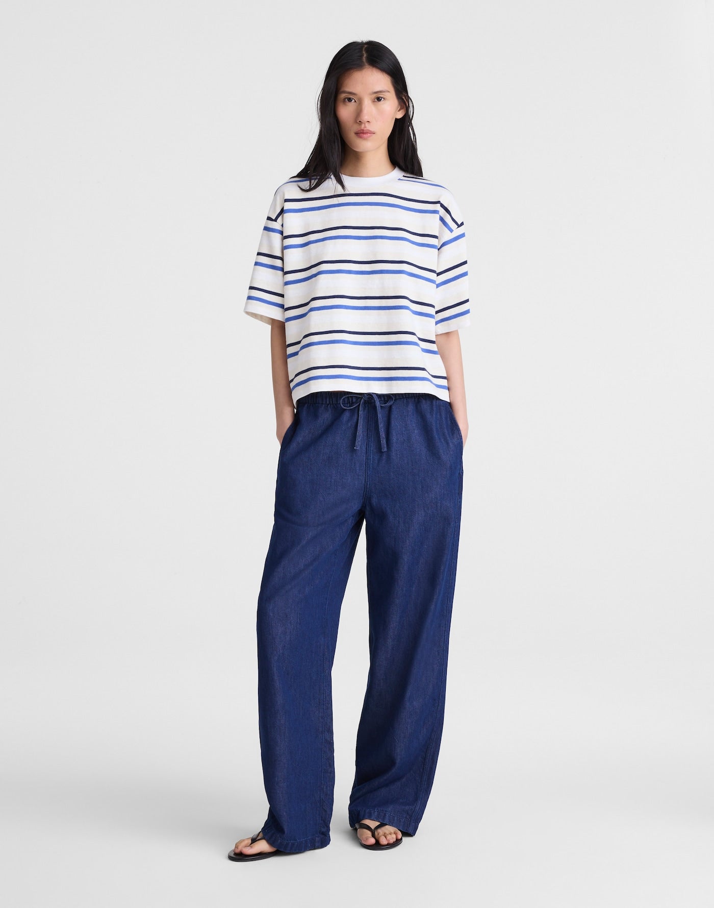 Madewell Easy Crewneck Short-Sleeve Tee 100% Cotton Boxy Fit Navy