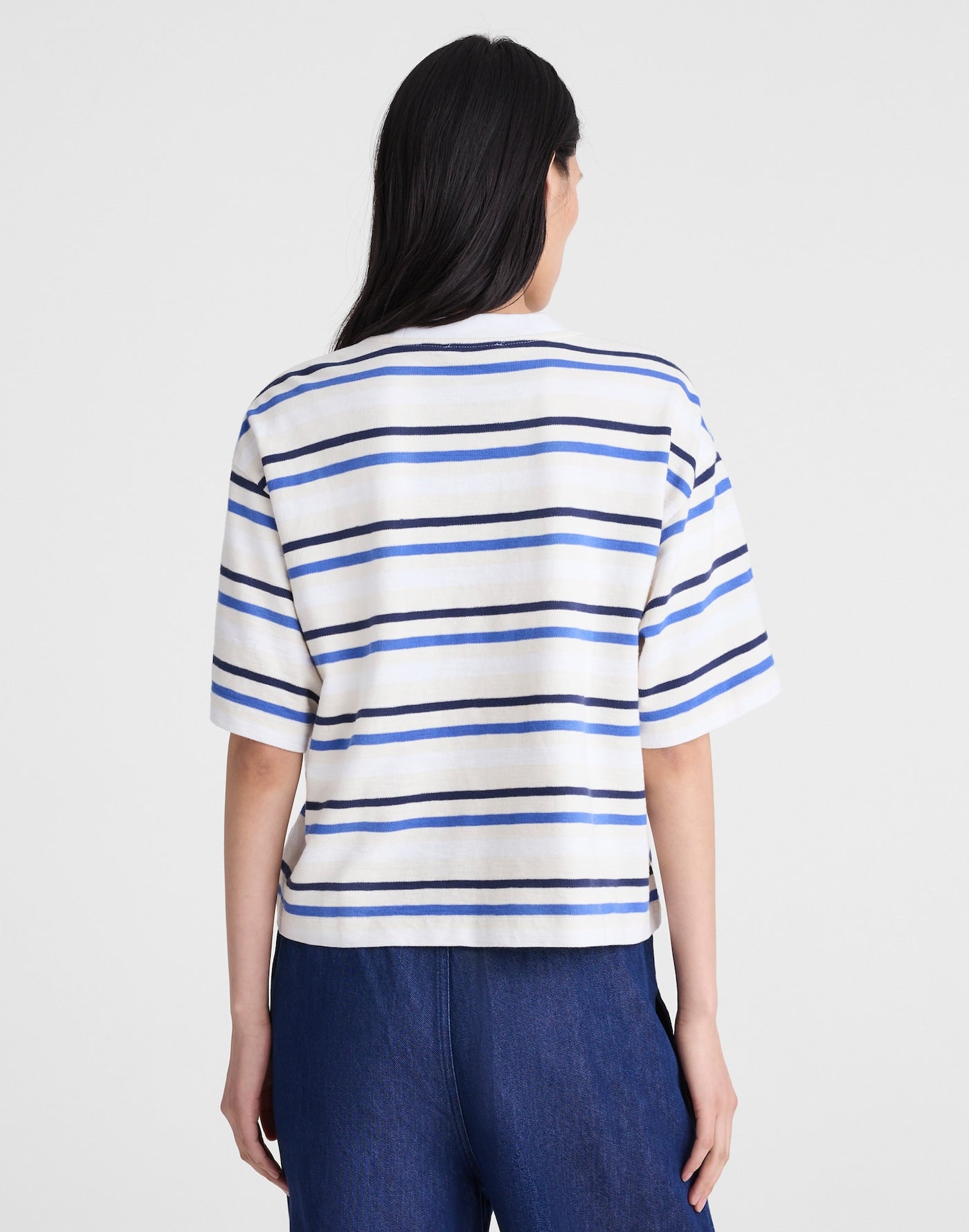 Madewell Easy Crewneck Short-Sleeve Tee 100% Cotton Boxy Fit Navy