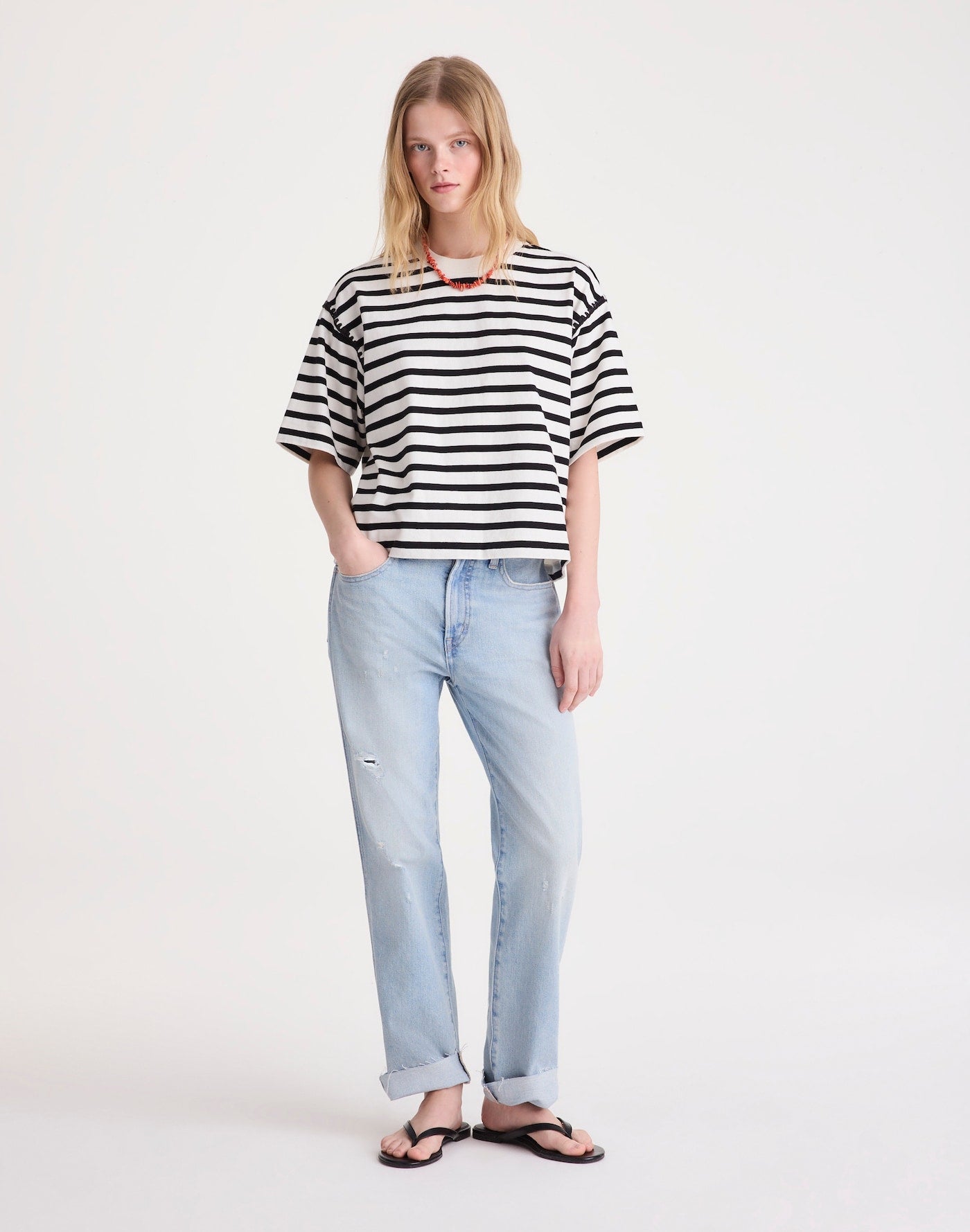 Madewell The Boxy Crop Tee in Allday Jersey 100% Cotton