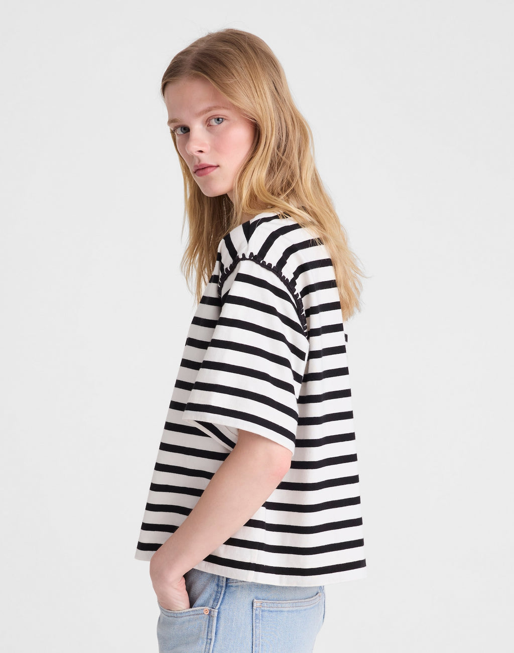 Madewell The Boxy Crop Tee in Allday Jersey 100% Cotton