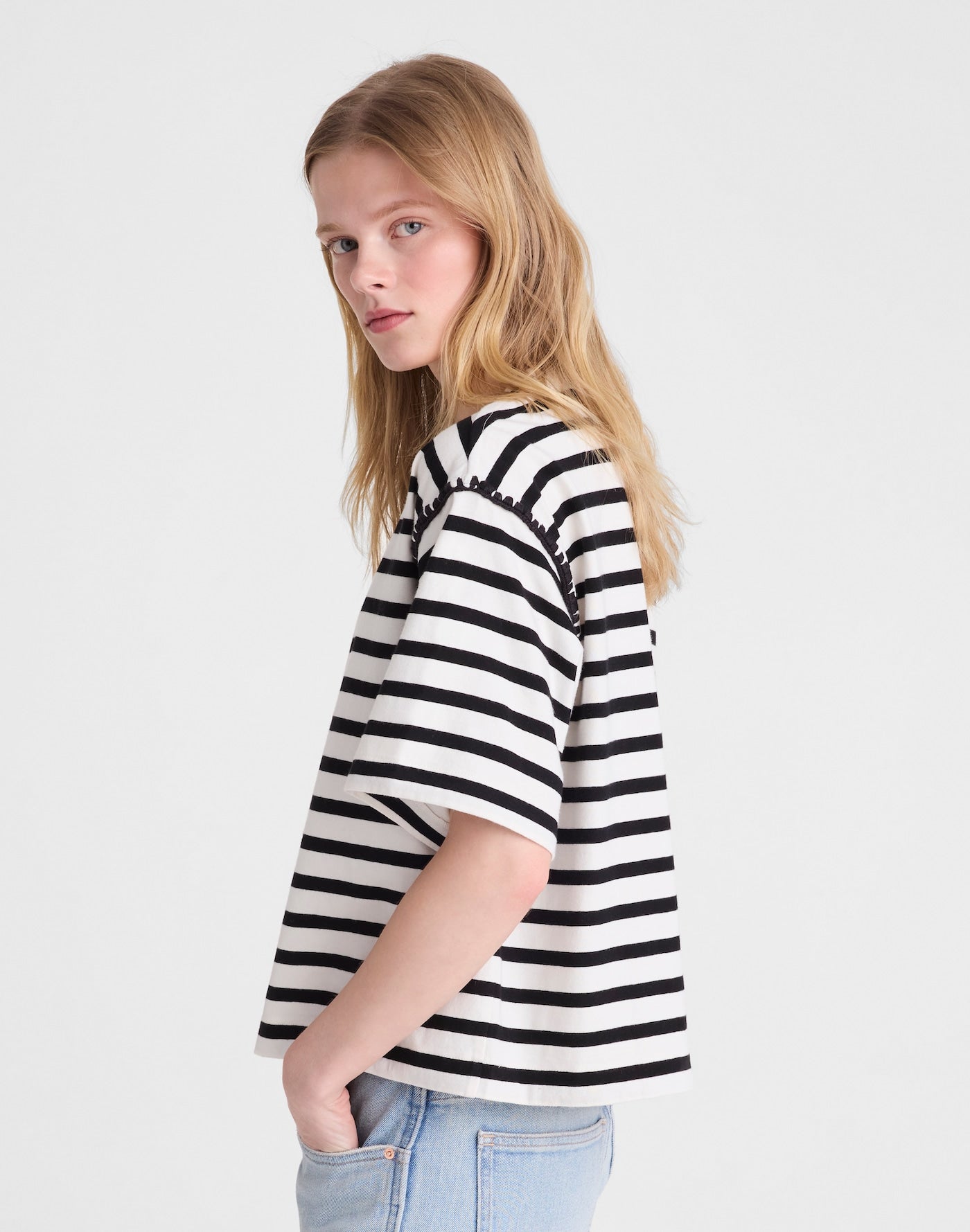 Madewell The Boxy Crop Tee in Allday Jersey 100% Cotton
