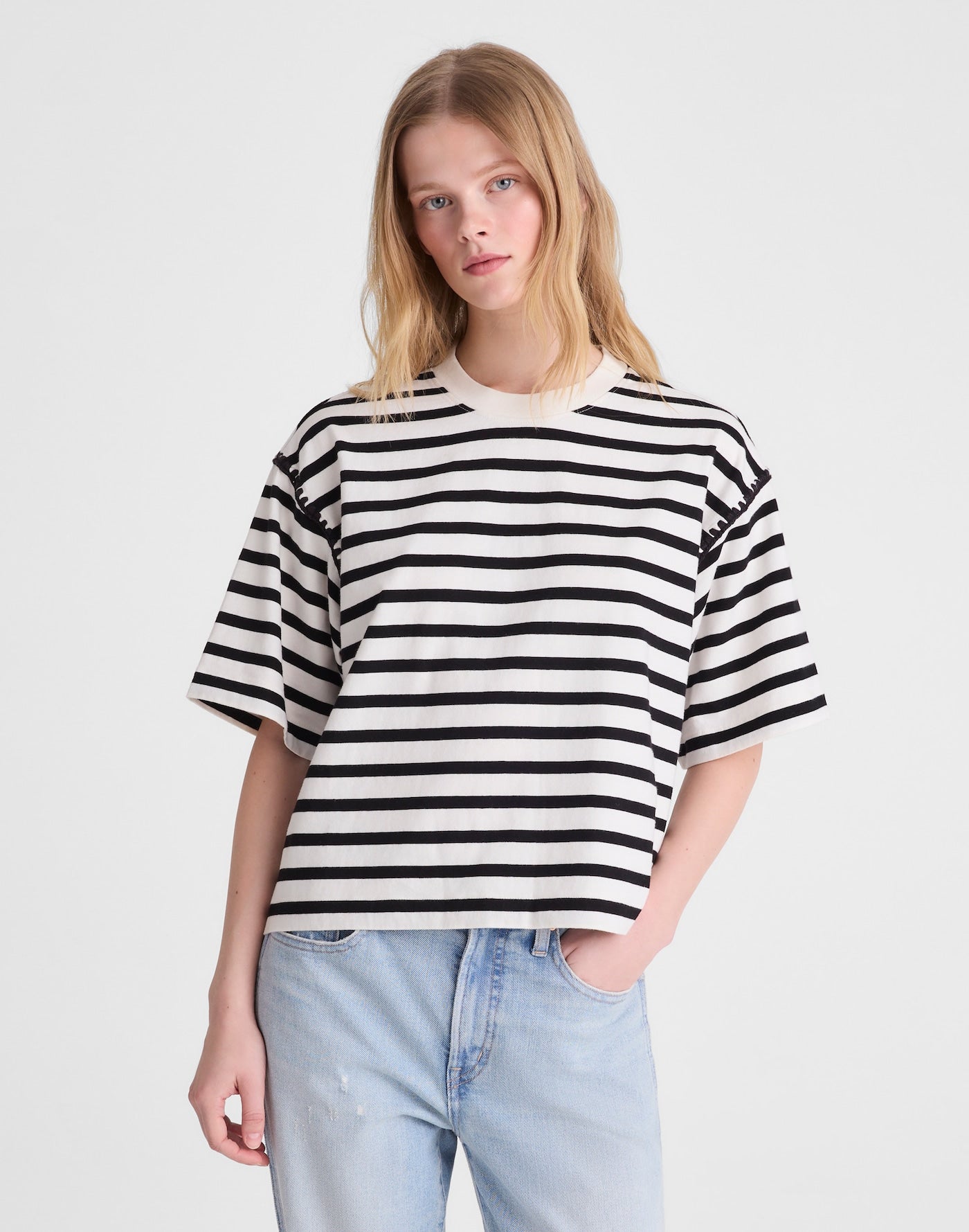 Madewell The Boxy Crop Tee in Allday Jersey 100% Cotton