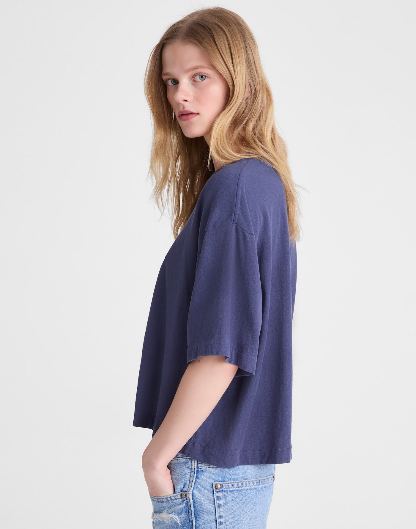 Madewell The Boxy Crop Tee in Allday Jersey 100% Cotton