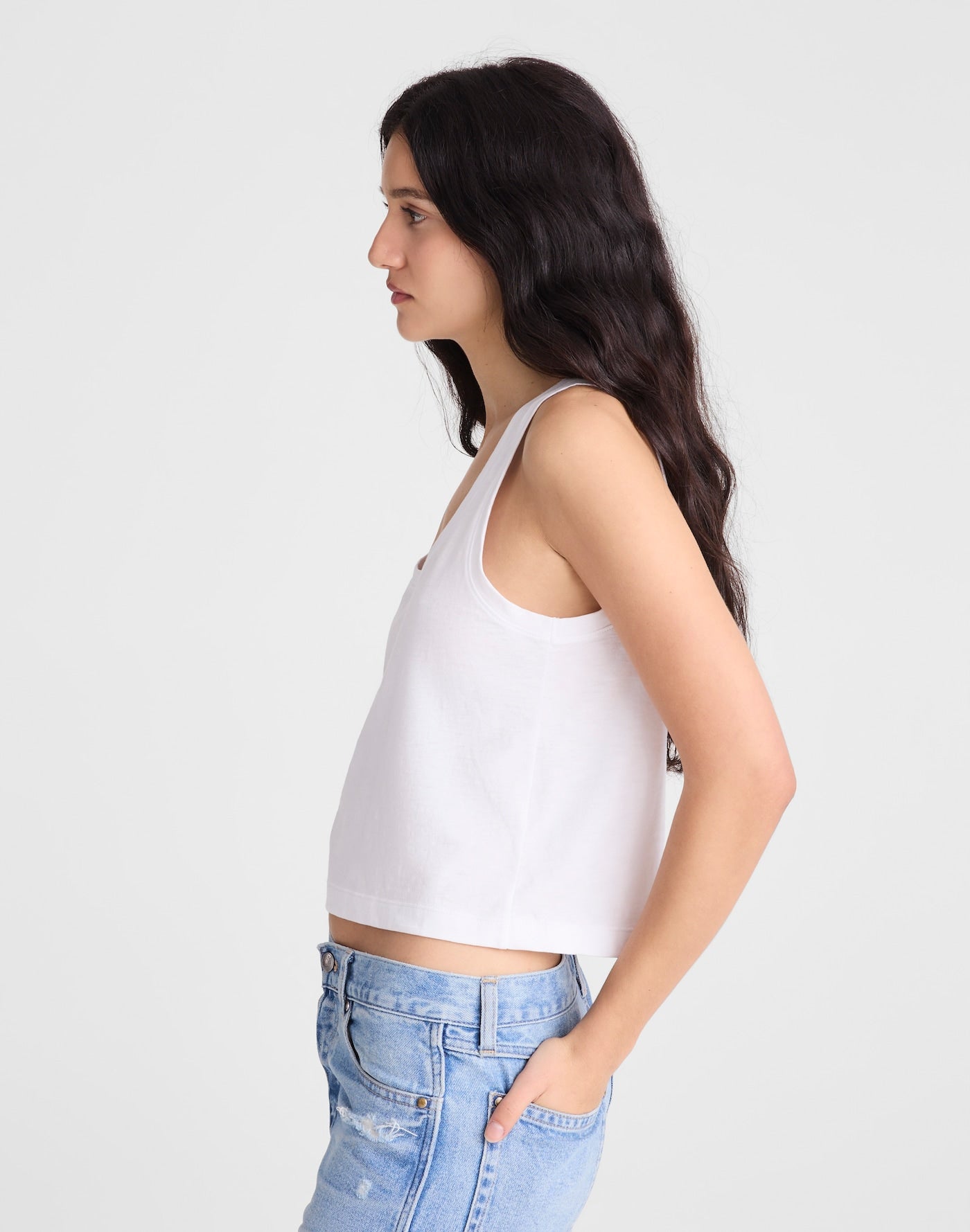 Madewell The Easy Crop Scoopneck Tank in Soft Slub 100% Cotton
