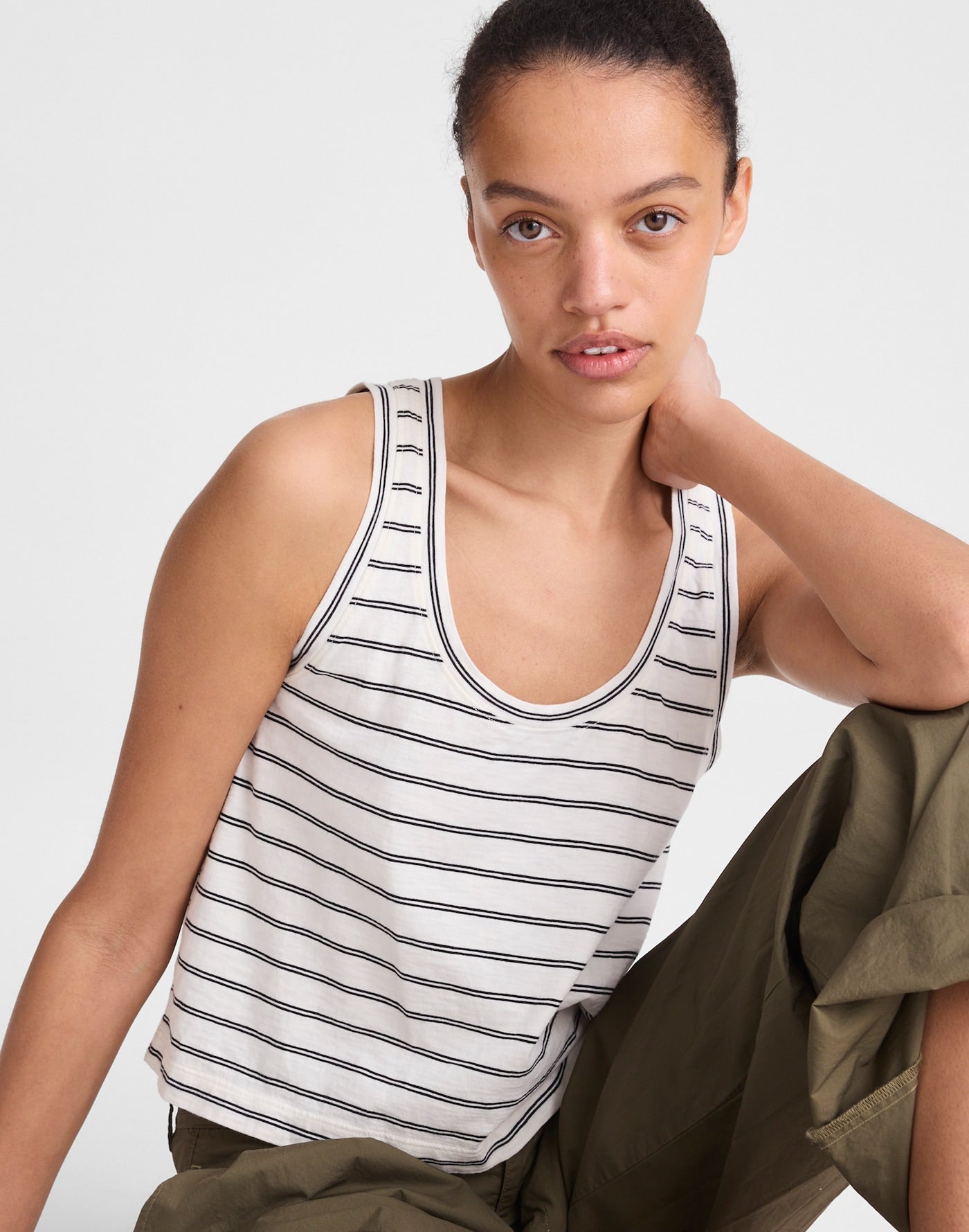 Madewell The Easy Crop Scoopneck Tank in Soft Slub 100% Cotton