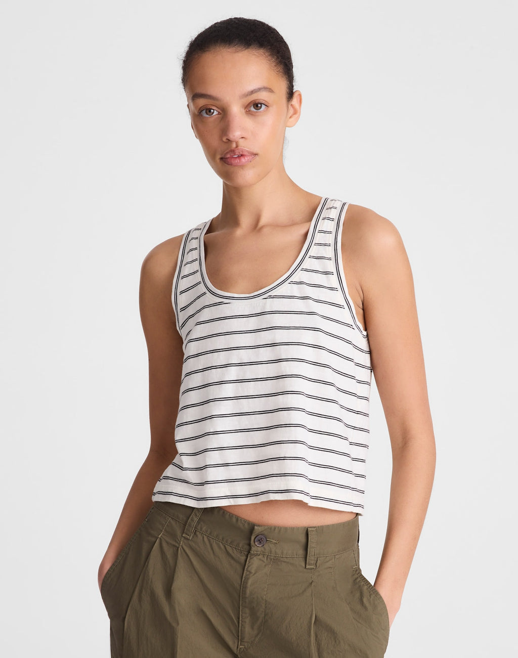 Madewell The Easy Crop Scoopneck Tank in Soft Slub 100% Cotton