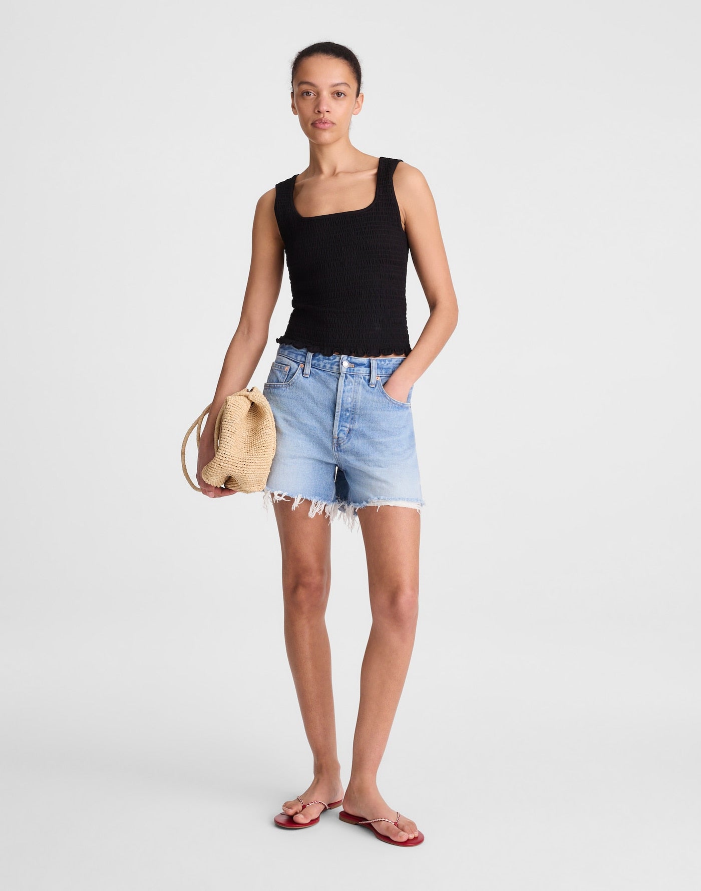 Madewell Smocked Scoopneck Tank Cotton-Modal