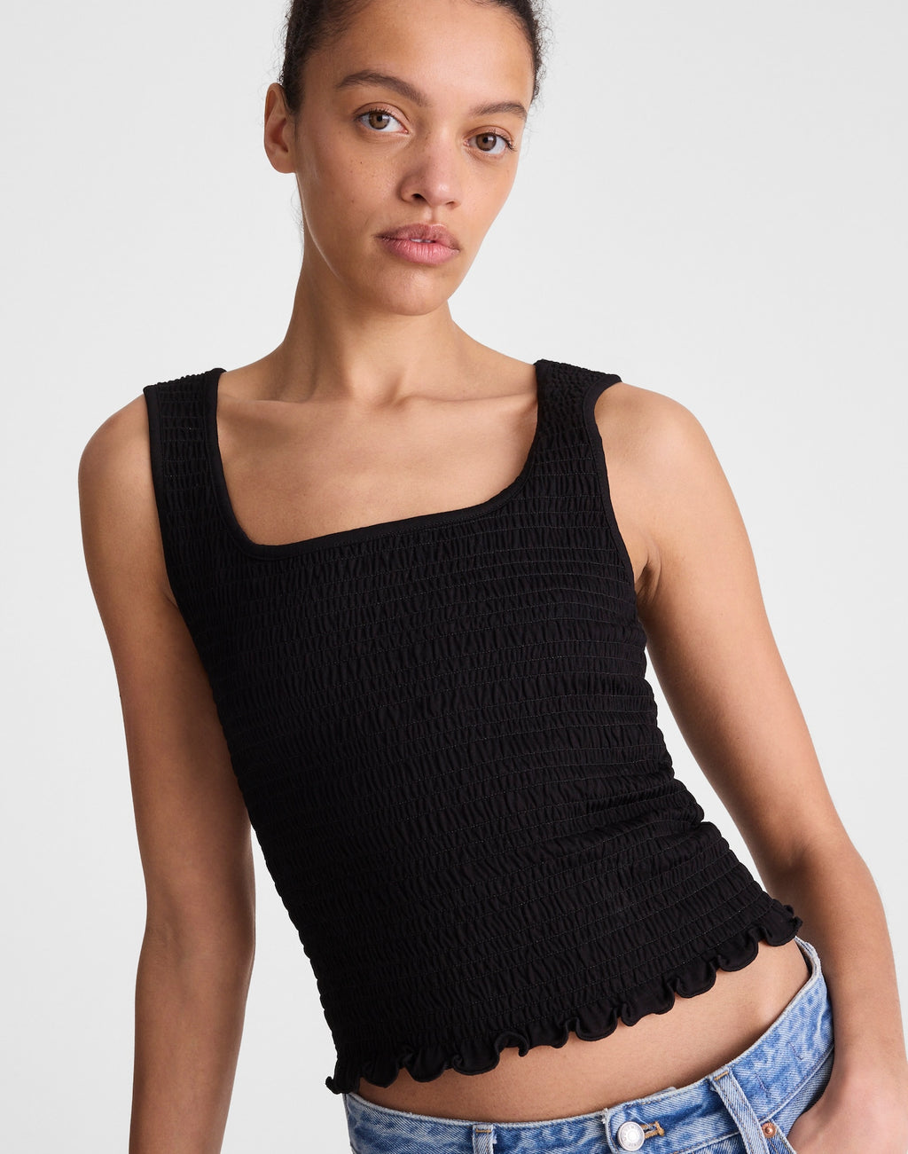Madewell Smocked Scoopneck Tank Cotton-Modal