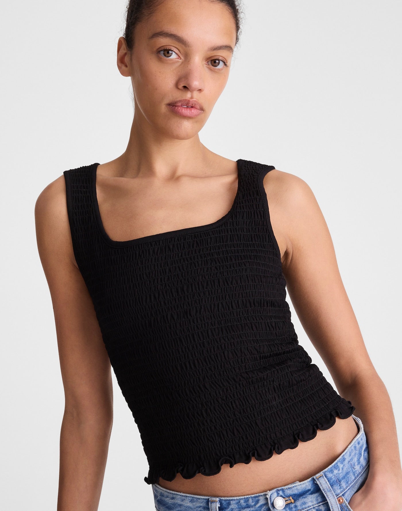 Madewell Smocked Scoopneck Tank Cotton-Modal