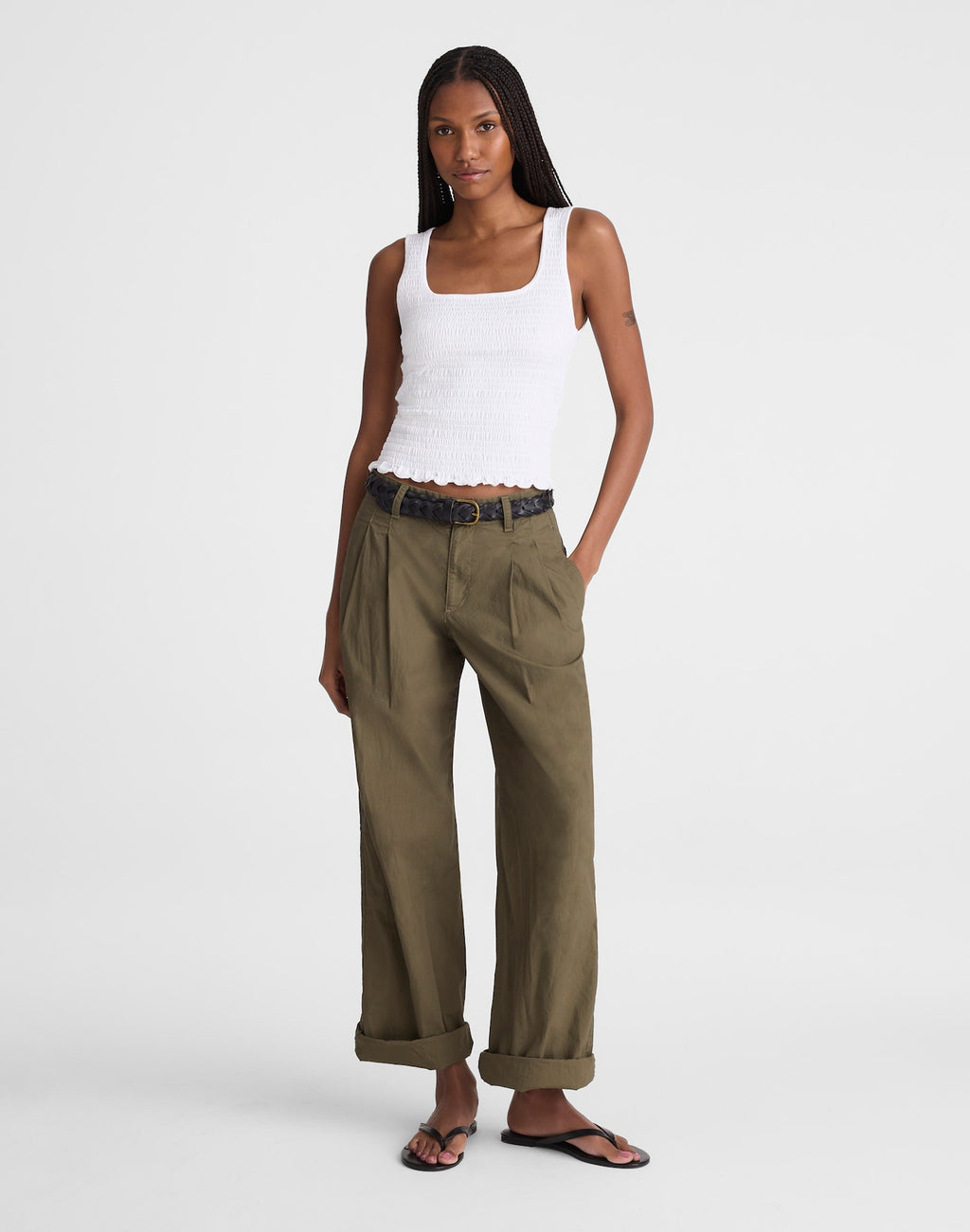 Madewell Smocked Scoopneck Tank Cotton-Modal