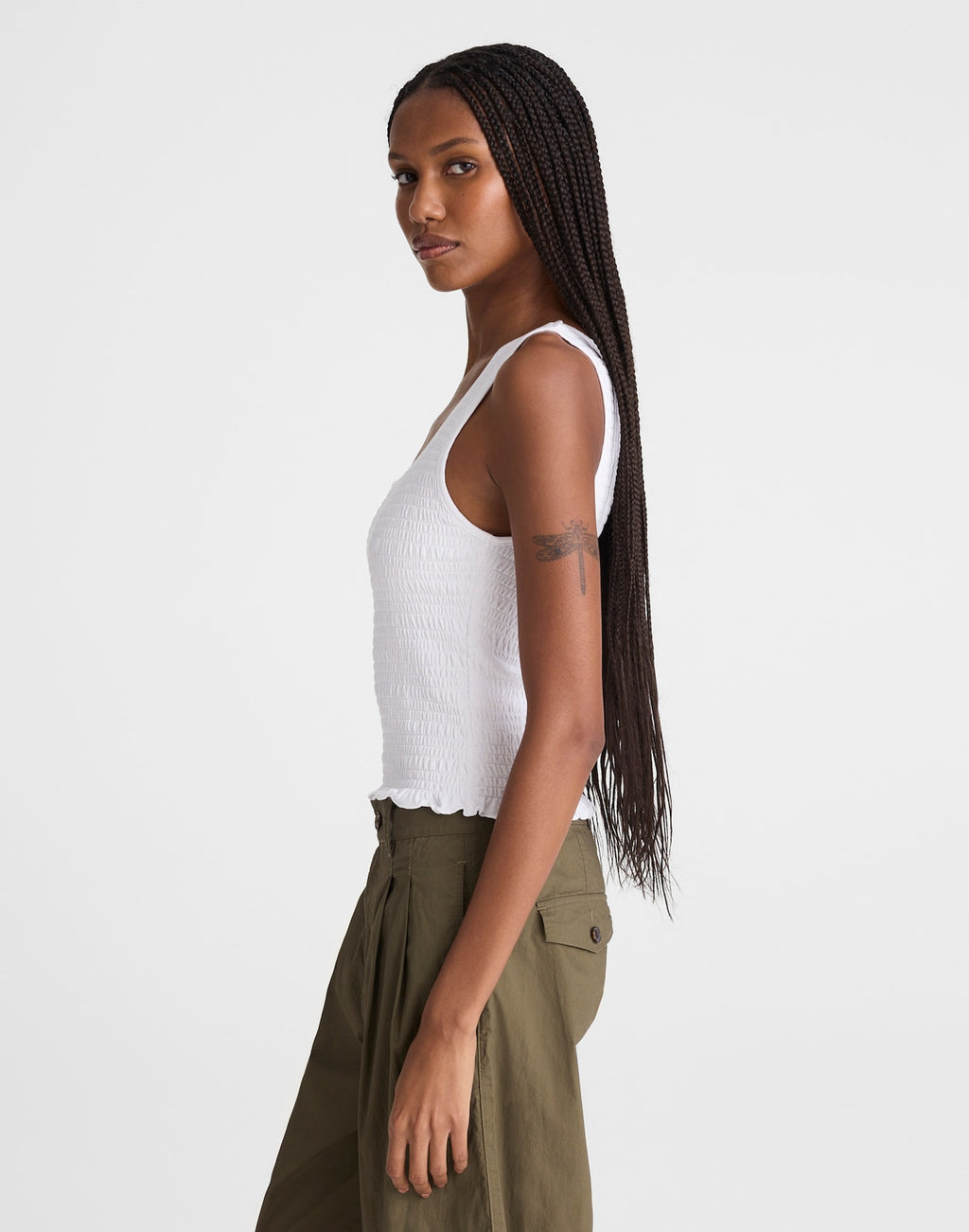 Madewell Smocked Scoopneck Tank Cotton-Modal