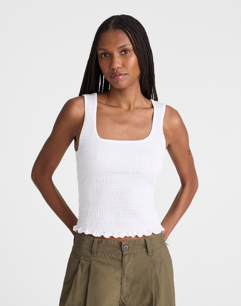 Madewell Smocked Scoopneck Tank Cotton-Modal